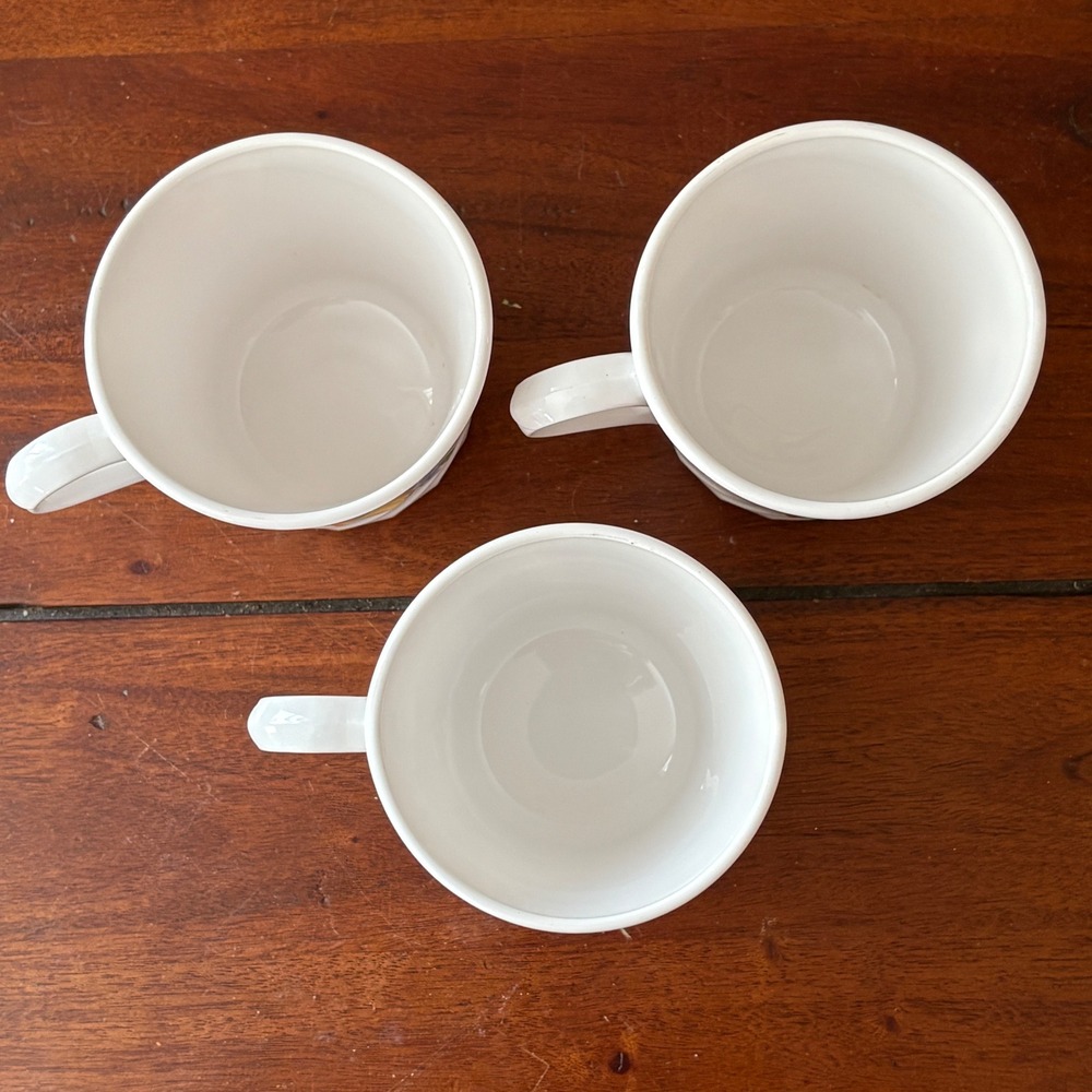CorningWare Abundance Fruit Swirl Mugs Set of‎ 3 White Apple Pear Made in USA - Picture 6 of 6